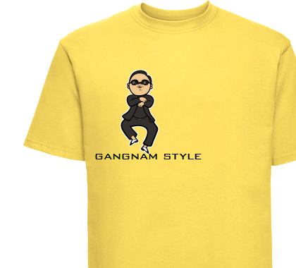 gangnam style; Men/Unisex T-Shirt yellow,100% cotton.
